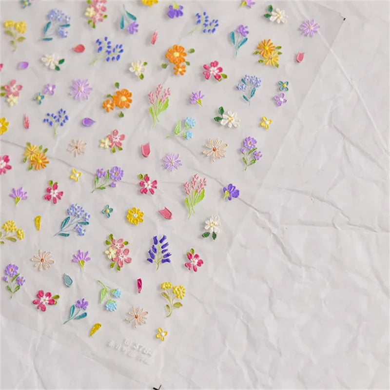 1Pcs Lovely Cat Green Potted Plant Flowers Nail Stickers 5D Reliefs Self Adhesive Nail Art Stickers Manicure Decorations Decals