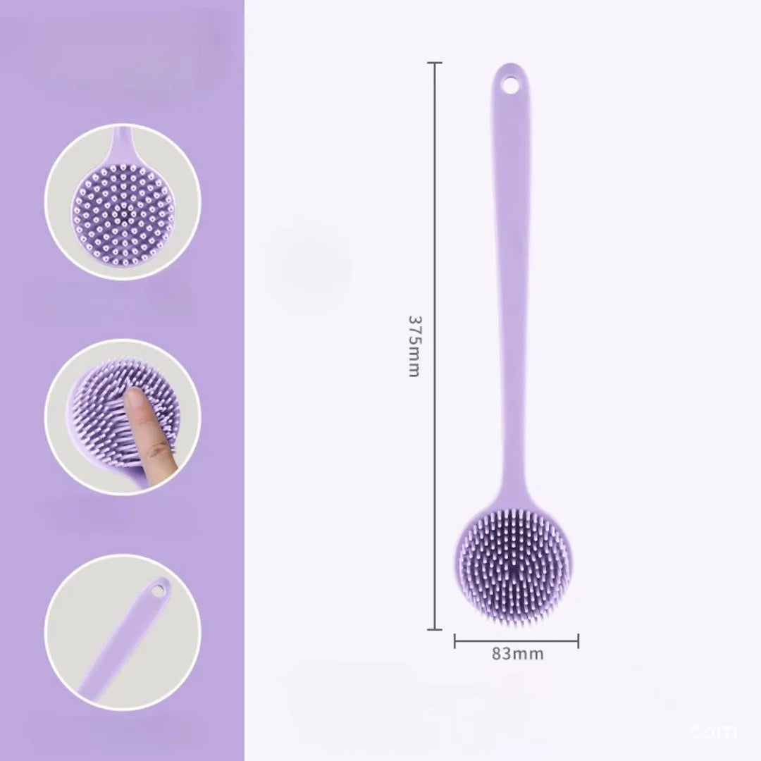 Soft Silicone Body Scrubber Back Brush Bath Shower Brush with Handle Exfoliating Back Scrub Skin Massager Body Care Bath Supplie