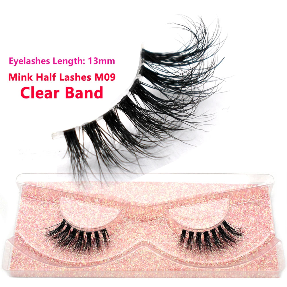 Half Lashes Short Mink Eyelashes Fluffy Soft False Eyelashes Wispy Cross Strip Eye Lashes Natural Mink Eyelash Extension Makeup