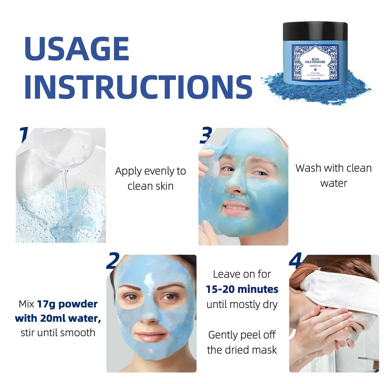 Moroccan Mineral Foaming Powder 120g - 15-Min Deep Cleansing Mask for Face & Body, Nourishes with Perilla Leaf Formula.