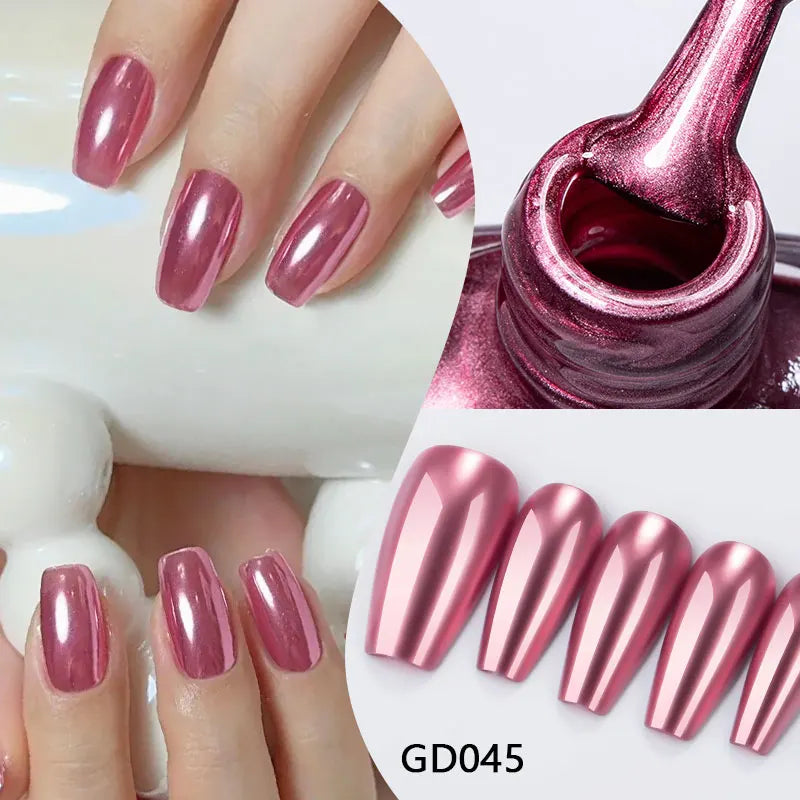 MTSSII 7.5ml Metal Nail Polish, Silver Gold Red Yellow UV LED Soak Off Metallic Nail Art Varnish Quick-Drying Air-Dry Formula