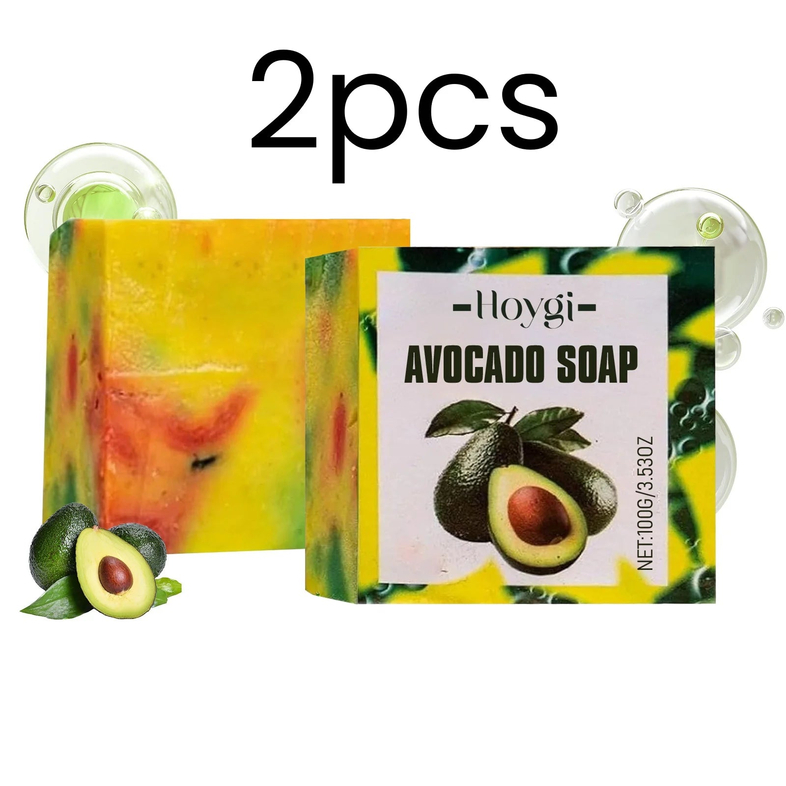 Hoygi Avocado Soap Even Skin Tone Brightening Skin Nourishing Moisture Lock Softening Skin Repairing Natural Handmade Soap 100g
