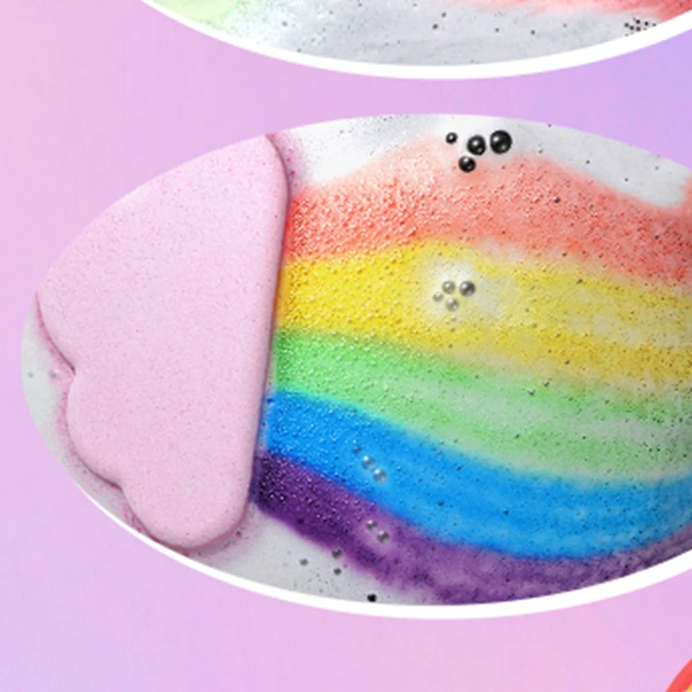 Pink Fragrance Rainbow Cloud Bath Bombs, Colorful Dissolving Bath Toys with Surprise，The Perf Colors, The Perfect Bath Gift