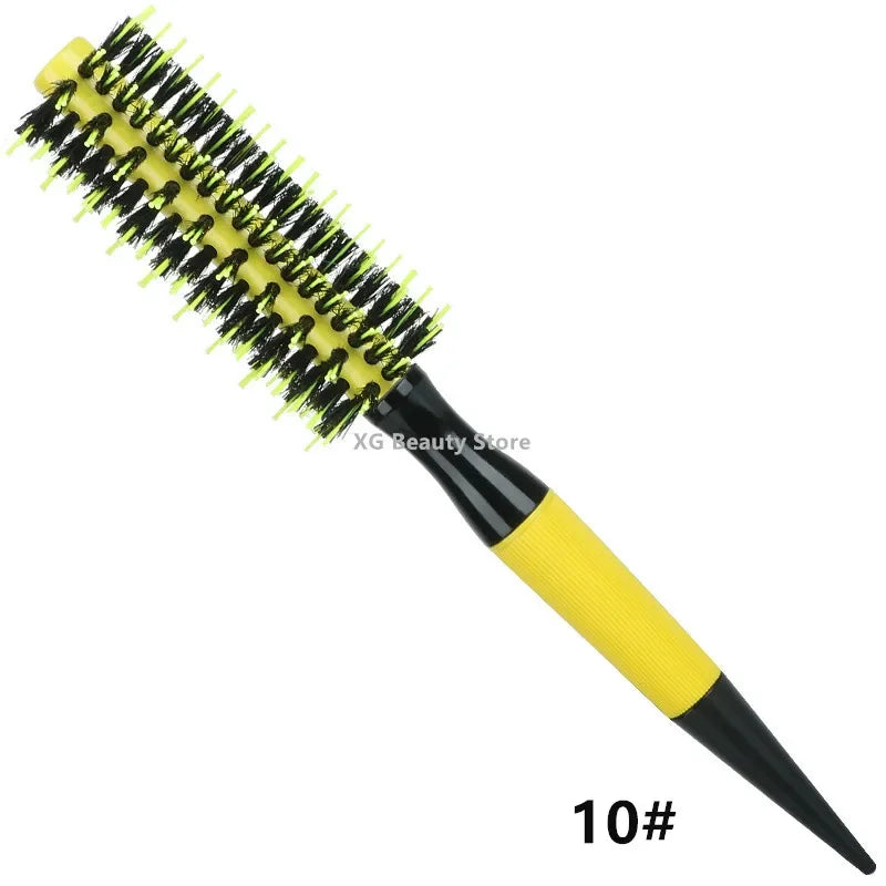 Professional 1/6pcs Boar Bristle Wooden Hair Comb Round Hair Brush Curling Combs Woman Hair Curlerl Hairdresser Styling Tool