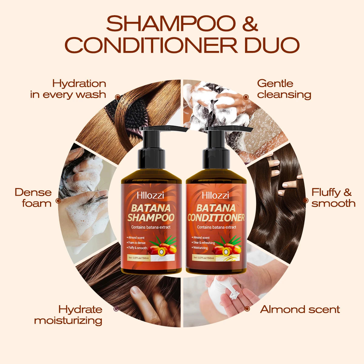 Batana Shampoo and Conditioner, thick foam, fresh fragrance, super cleaning power, smooth and moisturizing.