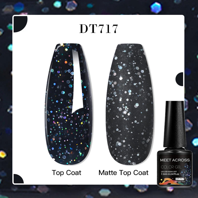MEET ACROSS 7ml Red Blue Green Metallic Gel Nail Polish Super Bright Mirror Effect Semi Permanent LED UV Gel Nail Art Varnish