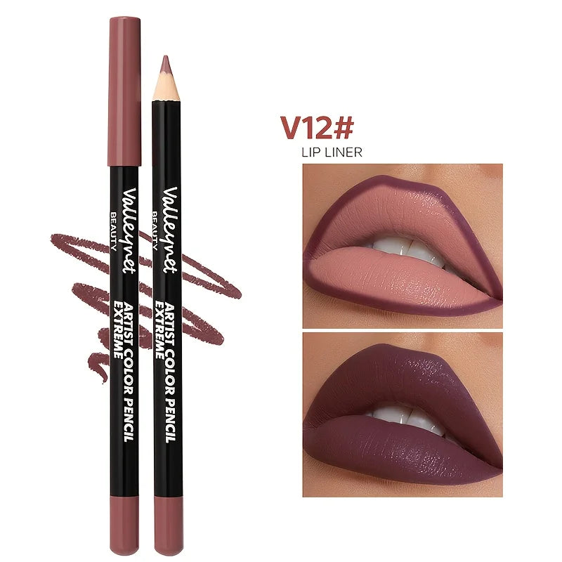 Matte Lip Liner Pencil,Creamy High- Lip Liner Crayon,Waterproof Smudge-Proof Non-Stick ,Long Lasting Matte Finish,Easy to Use