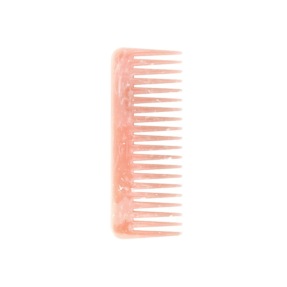 Cute Pink Hair Comb Marble Big Wide Tooth Comb Simple Texture Hairdressing Hairbrush Female Anti-static Detangler Brush Set