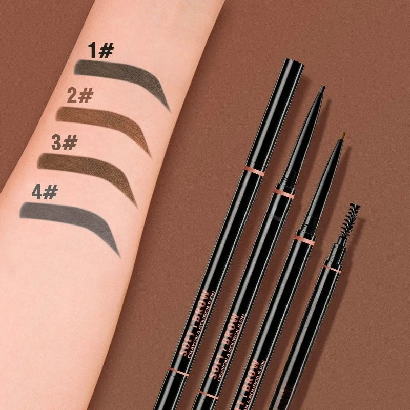 Double headed Rotable Eyebrow Pen with a 1.5mm diameter Fine refill Waterproof Wild Eyebrow Pen and Eyebrow Brush
