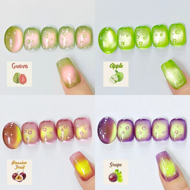 BORN PRETTY 10ml Fruit Green Purple Cat Magnetic Gel Nail Polish 2025 New Whitening Guava Grape Glass Bead Nail Varnish Supplies