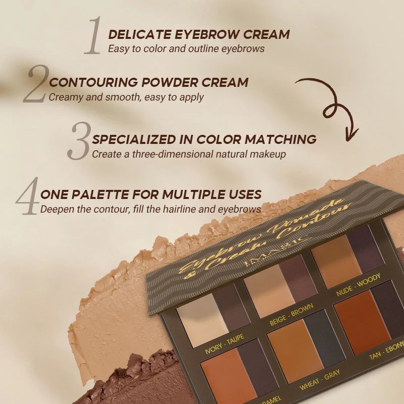 IMAGIC Eyebrow Pomade & Cream Contour Palette Multi-function  Natural Eyebrow Three-dimensional Contour Easy To Color Smoothly