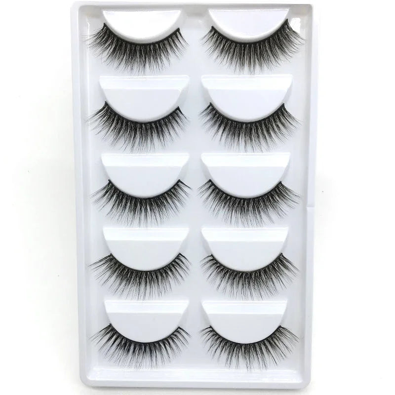 AMSNCN NEW 5Pair 100% Real 3D Mink Lashes Soft Natural False Eyelashes Makeup Long Eye Lashes Eyelash Extension CiliosH13mini
