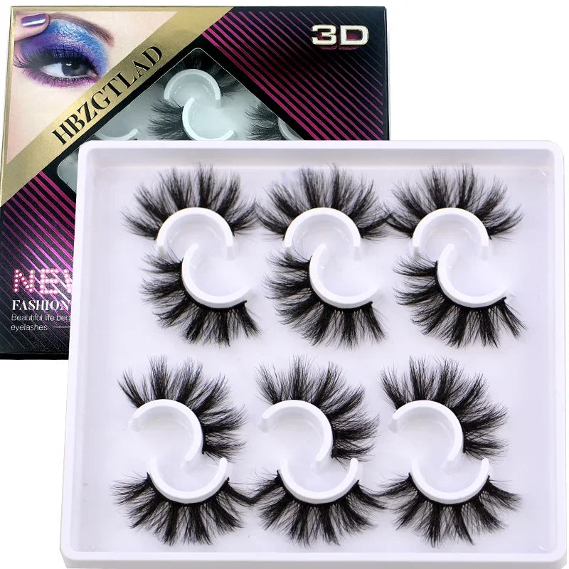 New 5 pairs of handmade mink eyelashes fake eyelashes natural nude makeup simulated cross messy eyes 3D curly eyelashes