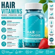 Biotin Hair Skin Nails Gummies 6000mcg, Vegan Daily Beauty Supplement with B12 Zinc Iodine MSM Inositol, 60 Count