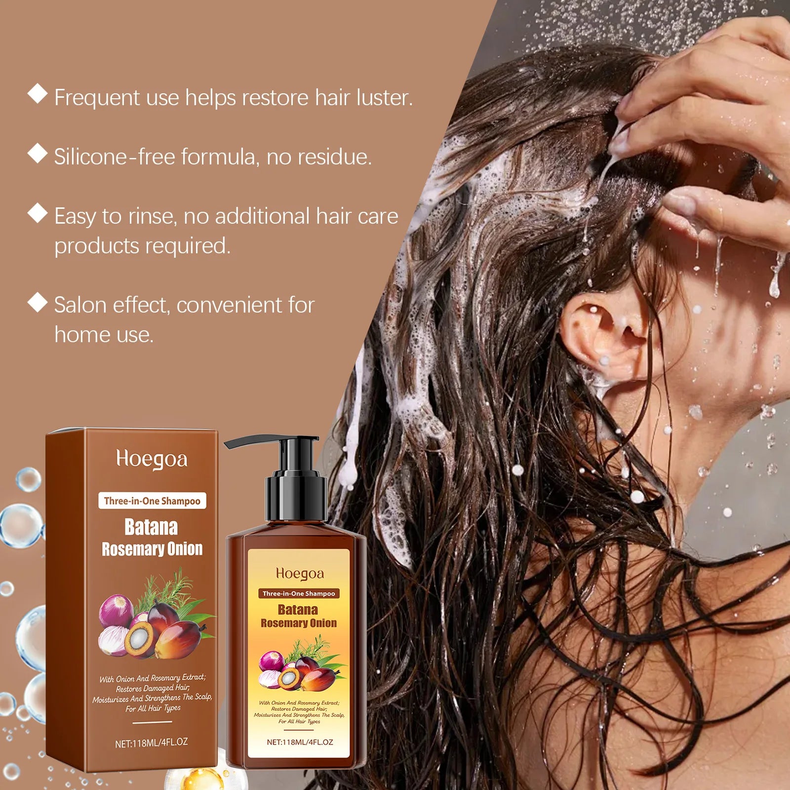 Batana Rosemary Shampoo  Anti-Hair Loss Shampoo Strengthens Hair Roots Soothes Scalp Deep Cleansing Smooth Hair Care Shampoo