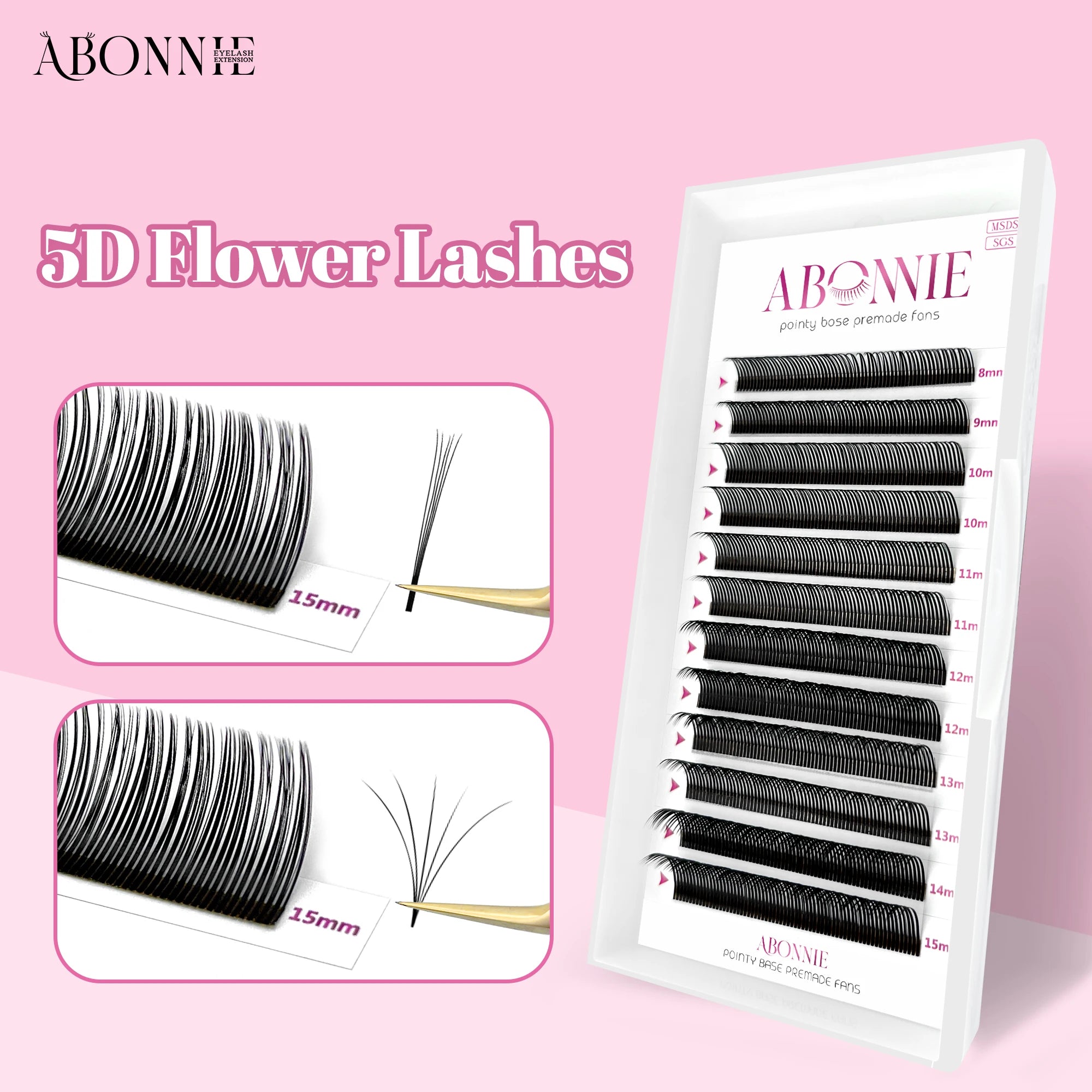 ABONNIE 5D Flower Fairy Flora Lashes Spikes Premade Fans Individual Eyelash Extensions Fluffy Volume Wet False Mink Lashes