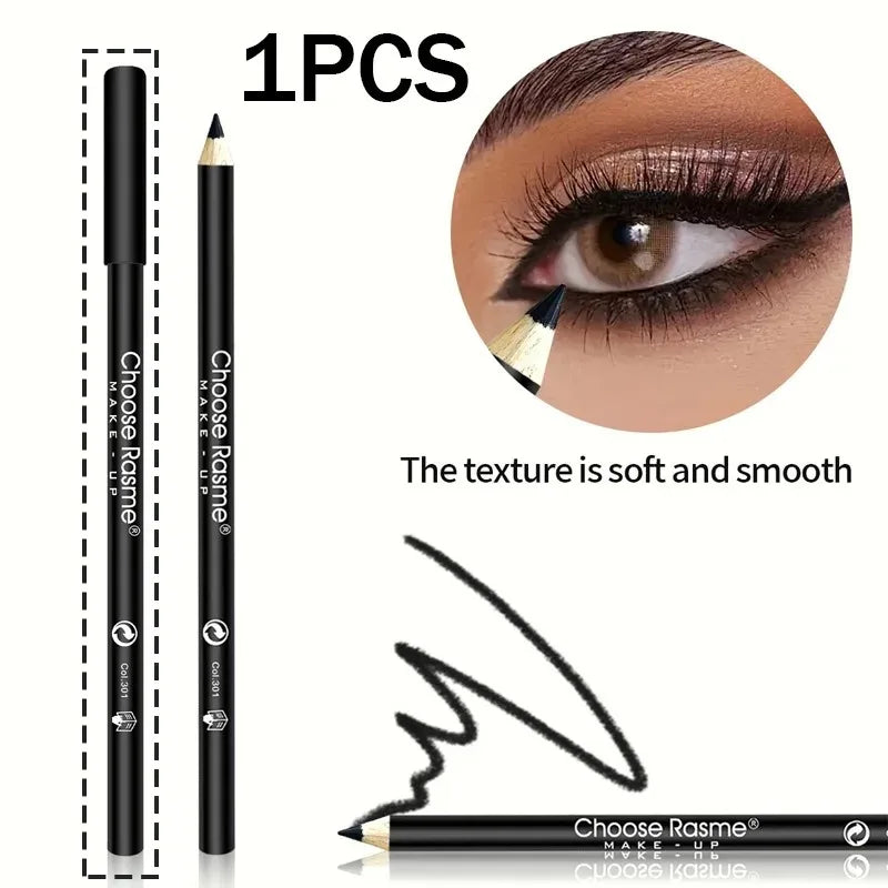 1-20Pcs Waterproof Eyeliner Pencil Long-Lasting High Pigmented Black Wooden Eyeliner Eyebrow Pen Hard Refill Smooth Eyes Makeup