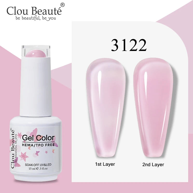 Clou Beaute Semi-transparent Jelly Color UV Gel Manicure Gel Nail Nail Supplies For Professionals Semi-permanent Varnish 15ml