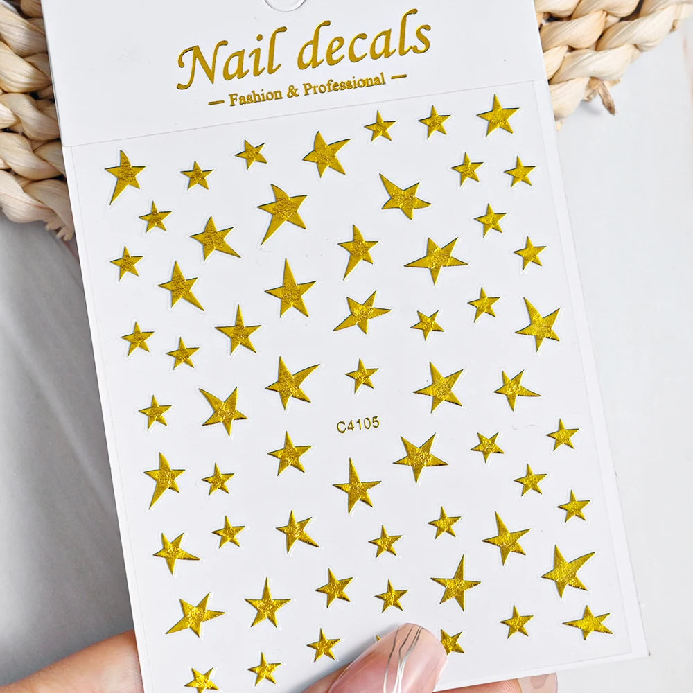1pcs Star-Themed Nail Art Stickers 3D Self-Adhesive Plastic Decals With Glitter Finish Anime Rectangle Shape Ideal For DIY Nails