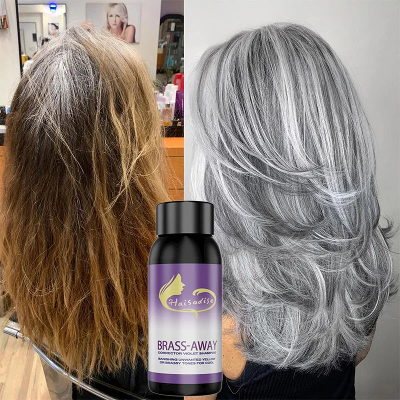 Gray Color Fixing Hair Mask Shampoo Cover Gray Hair Fade Yellow After Bleach Hair Shampoo Non-irritating Purple Shampoo Blonde