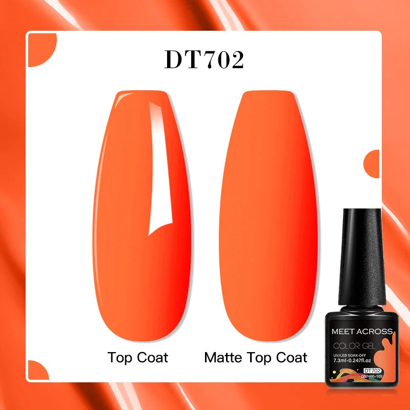 MEET ACROSS 7ml Red Blue Green Metallic Gel Nail Polish Super Bright Mirror Effect Semi Permanent LED UV Gel Nail Art Varnish