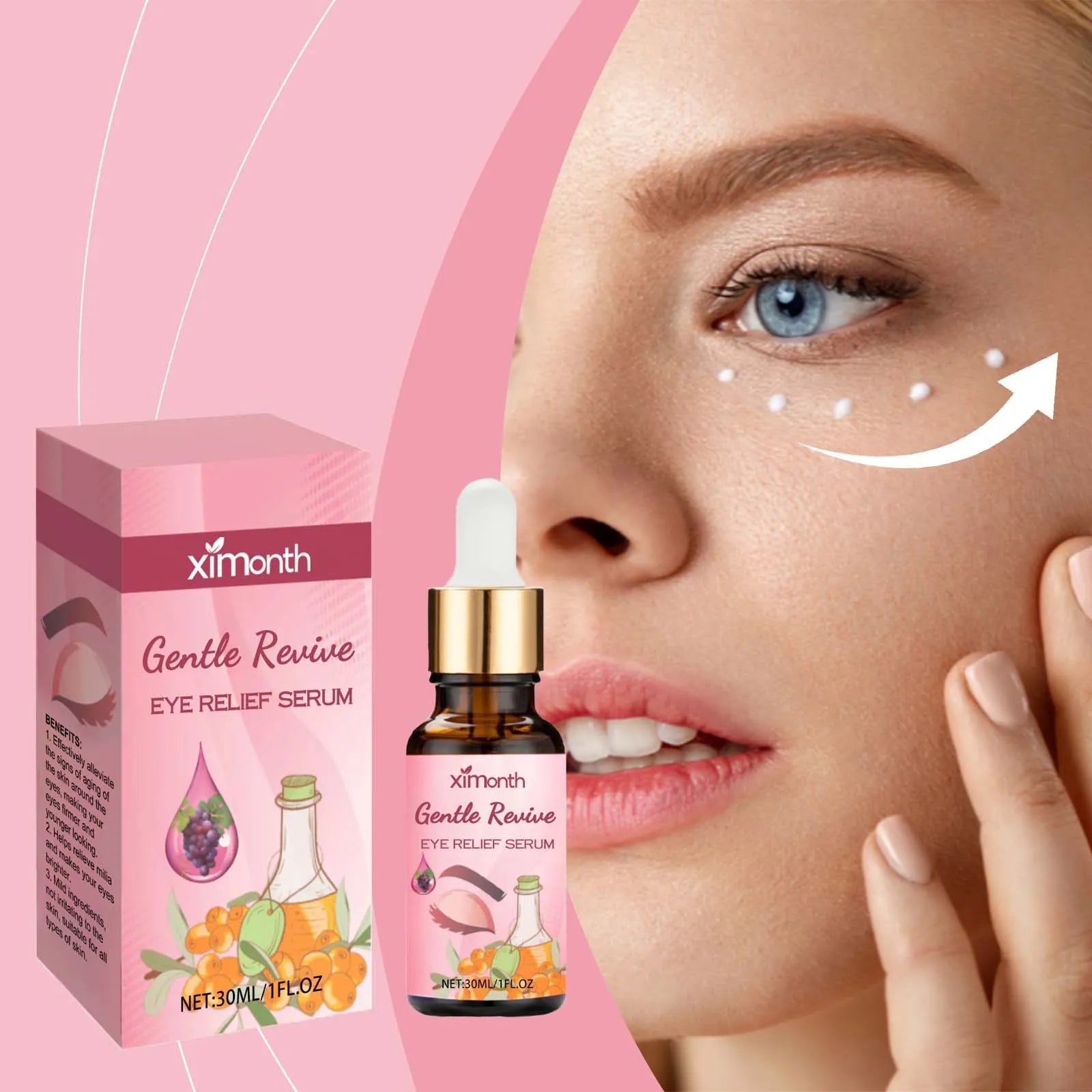 Ximonth Eye Relief Serum Relieve Skin Fatigue Firm Skin Prevent Milia Gentle Nourish Herbal Nursing Eye Soothing Essence Liquid