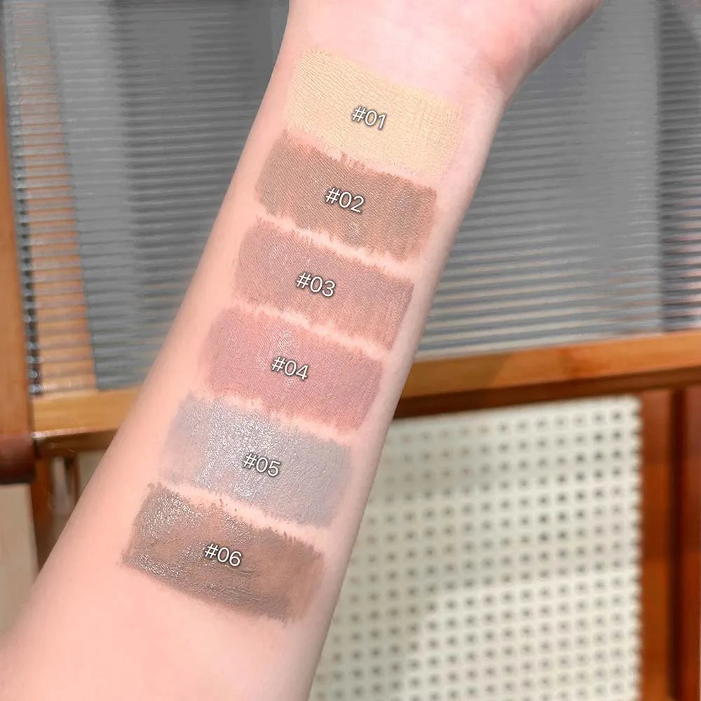 6 Colors Natural Brow Pomade, Waterproof Tinted Eyebrow Gel Cream, Soft Matte Hairy Brow Makeup with Wheat Brush