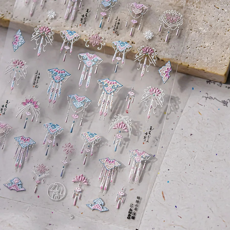 5D Jelly Flower Nail Stickers Delicate Petal Blossom Shiny Like Translucent Floral Self Adhesive Decoration Manicure Decal DIY