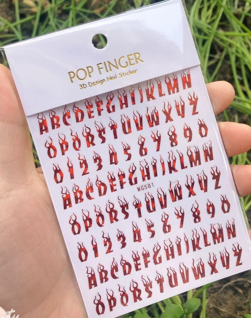 Numbers Decals Roman 26 English Alphabet 3D Self-adhesive Nail Art Decal Sticker Word Small Letter Nail Tattoos Decal Stickers