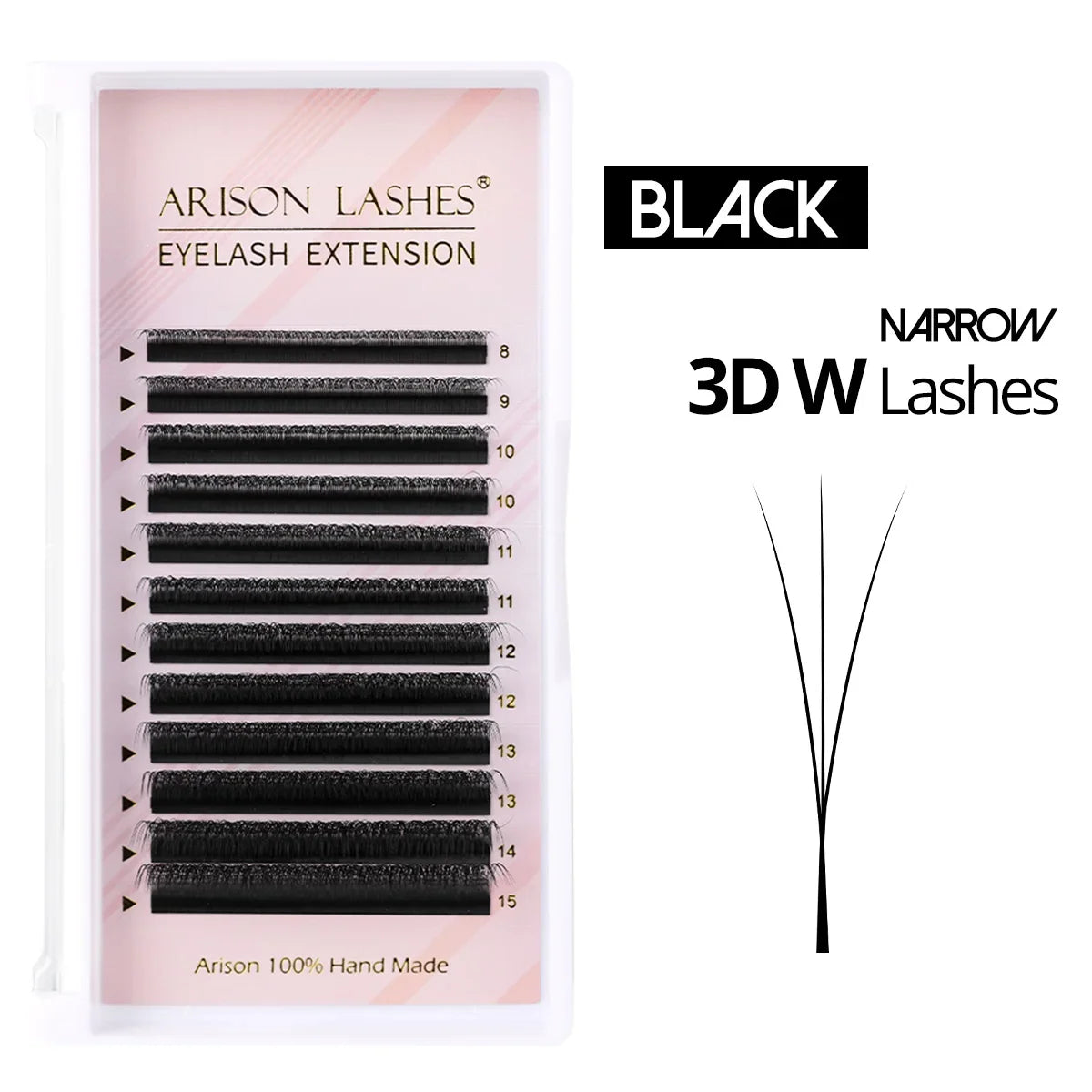 ARISON Narrow 3D/4D/5D W Eyelashes Extension Premade Fans V Shaped Soft Matte Black Easy Pick Up False Lashes