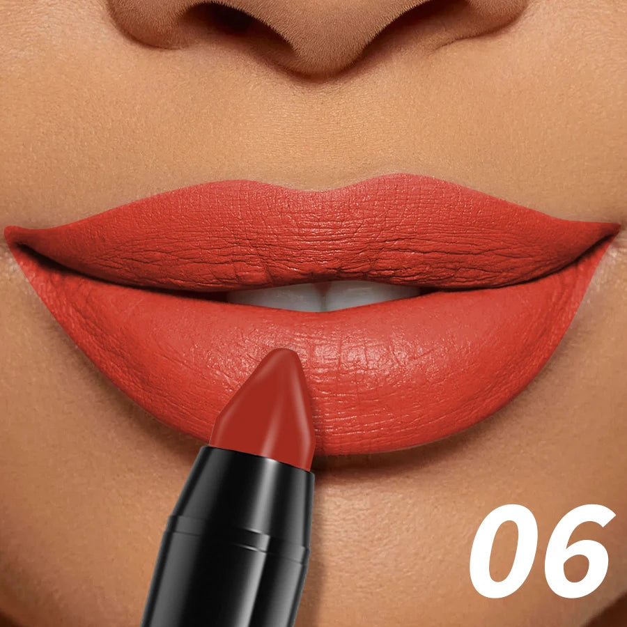 15-Color Velvet Matte Lipstick Pencil Waterproof  Red Brown Pink Long Lasting Lip Stick Korean Makeup Lip Tint Cosmetic Lipgloss