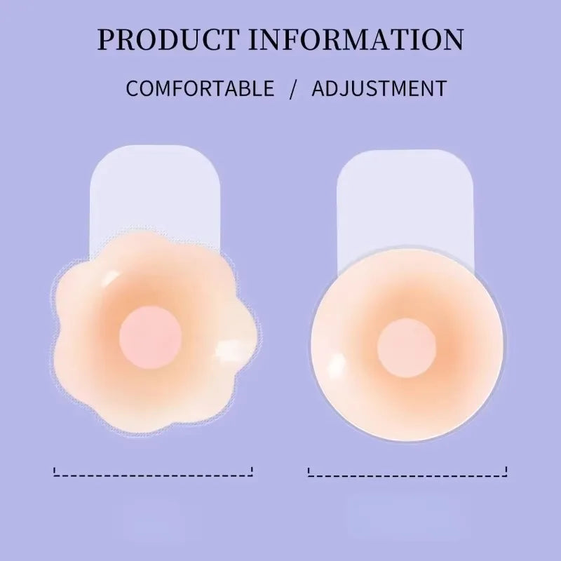 1Pairs Silicone Nipple Cover Lift Up Bra Sticker Adhesive Invisible Bras Chest Patch for Women Reusable Chest Breast Petals Pads