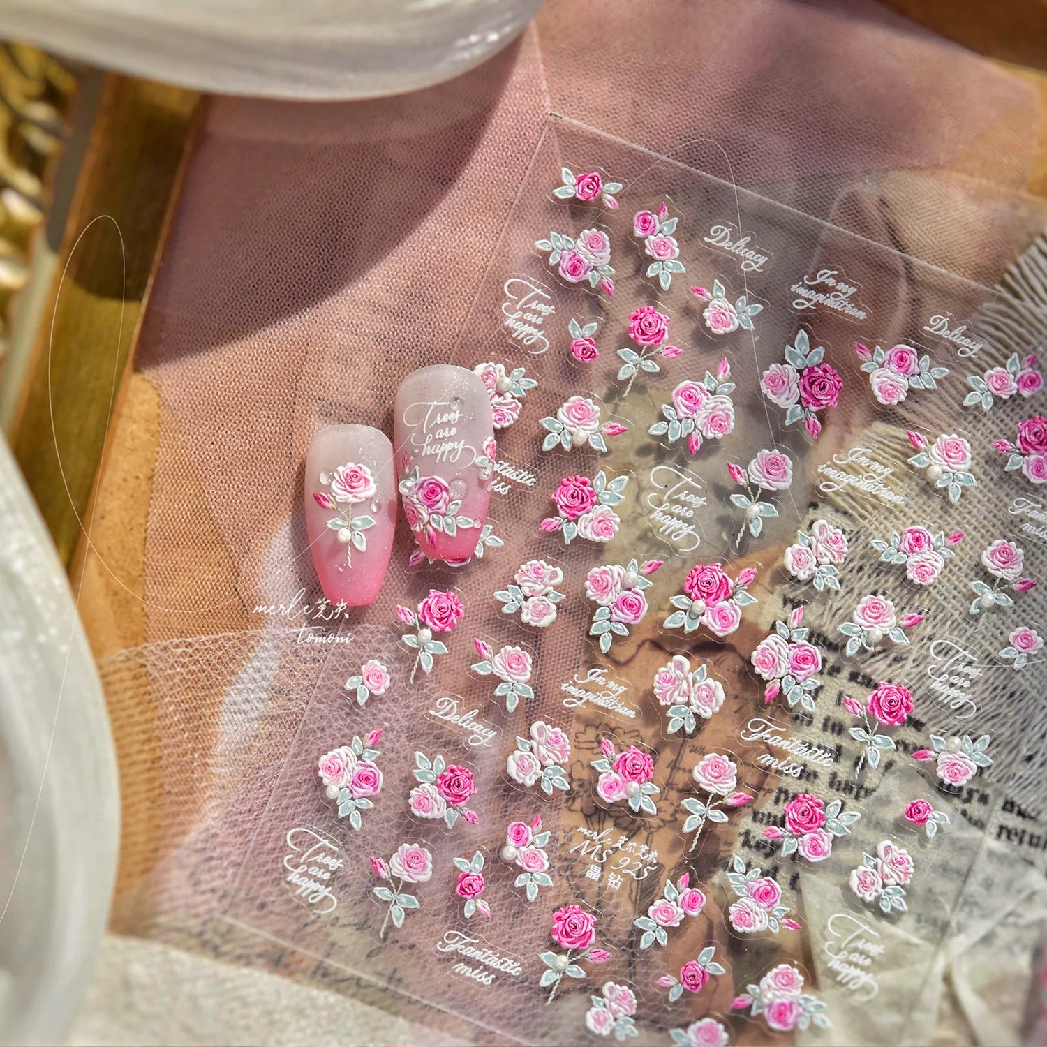 Cherry Blossom Nail Art Stickers 5D Embossed Nail Stickers Spring Self Adhesive Nail Decorations Stickers Decals Manicure Tools
