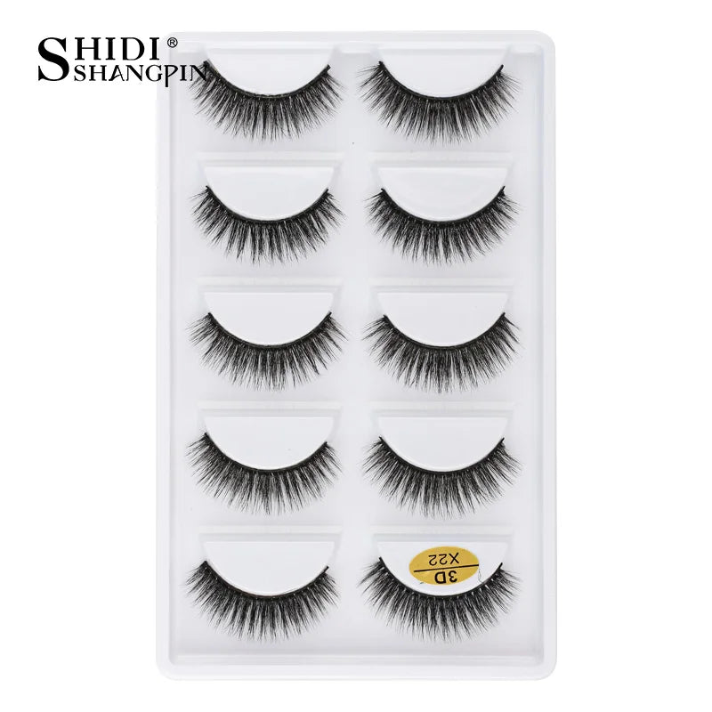 3D Faux Mink Lashes X05 Fluffy Wispy False Eyelashes 5Pairs Reusable Soft Volume Eyelashes Natural Look for Daily & Party Makeup