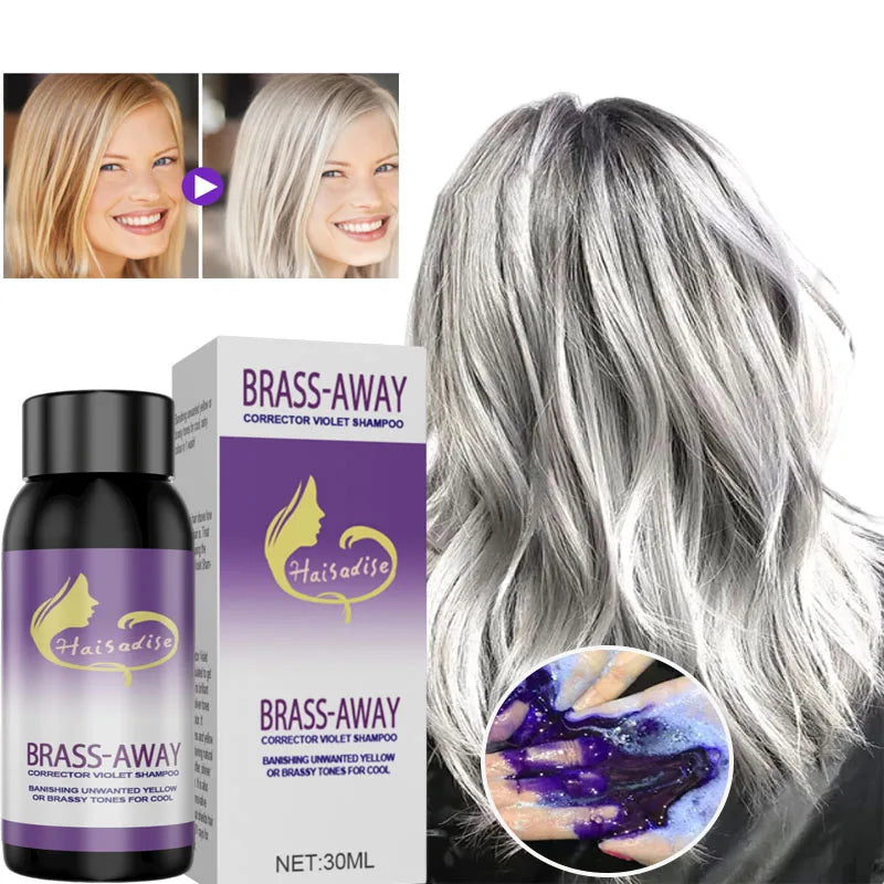 Gray Color Fixing Hair Dye Shampoo Cover Gray Hair Fade Yellow After Bleach Hair Shampoo Non-irritating Purple Shampoo Blonde