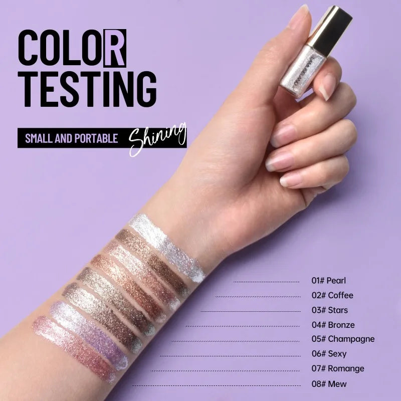 Pearly Liquid Eyeshadow Makeup Waterproof Shimmer Glitter Eye Shadow Highlighter Lasting Eye Tint for Daily Natural Smokey Look