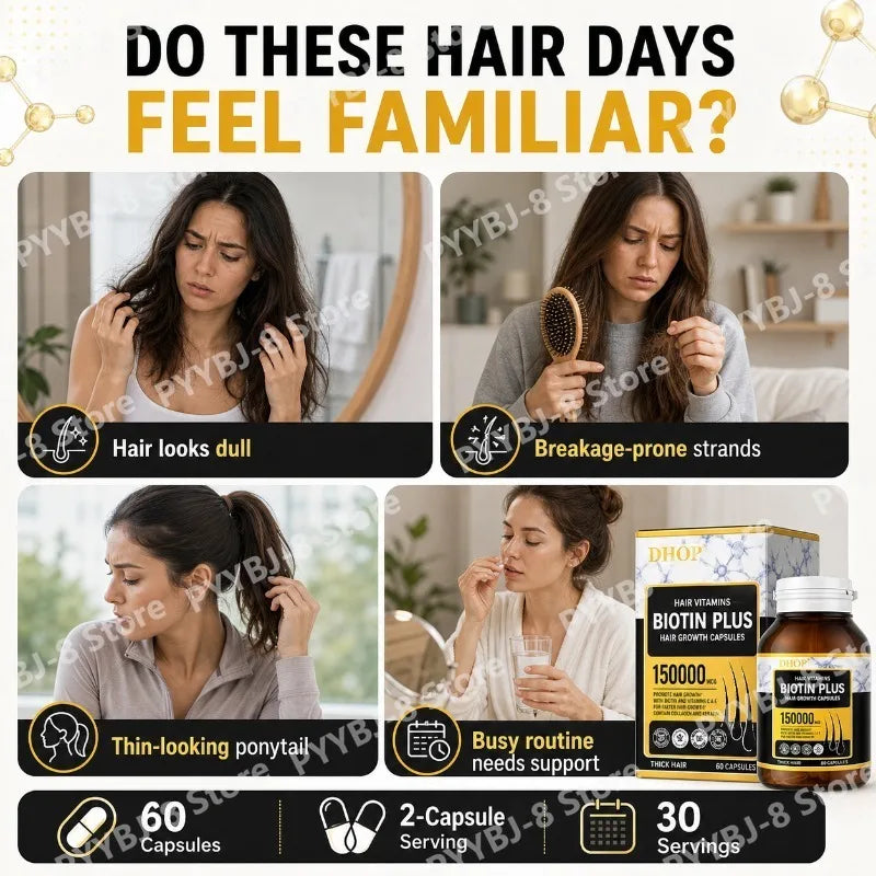 Hair Growth Capsules 60 Count Dietary Supplement Contain Biotin,inositol & Multiple Vitamins Promote Thicker and Healthier Hair