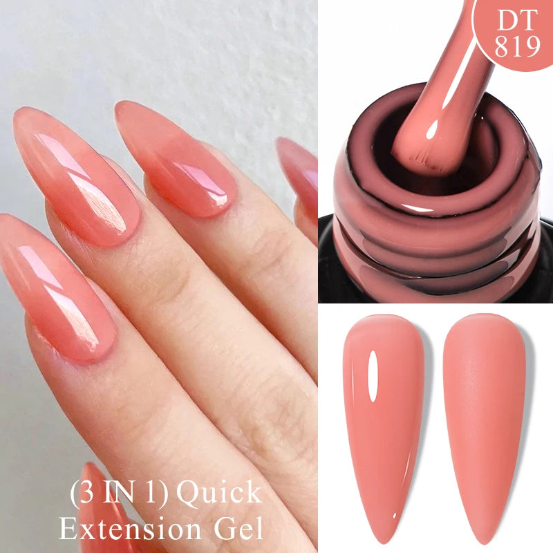 MEET ACROSS 7ml Dark Color Glitter Top Coat Gel For Nails Brocade Powder 2 In 1 Chameleon Nail Art Gel Varnish Manicure