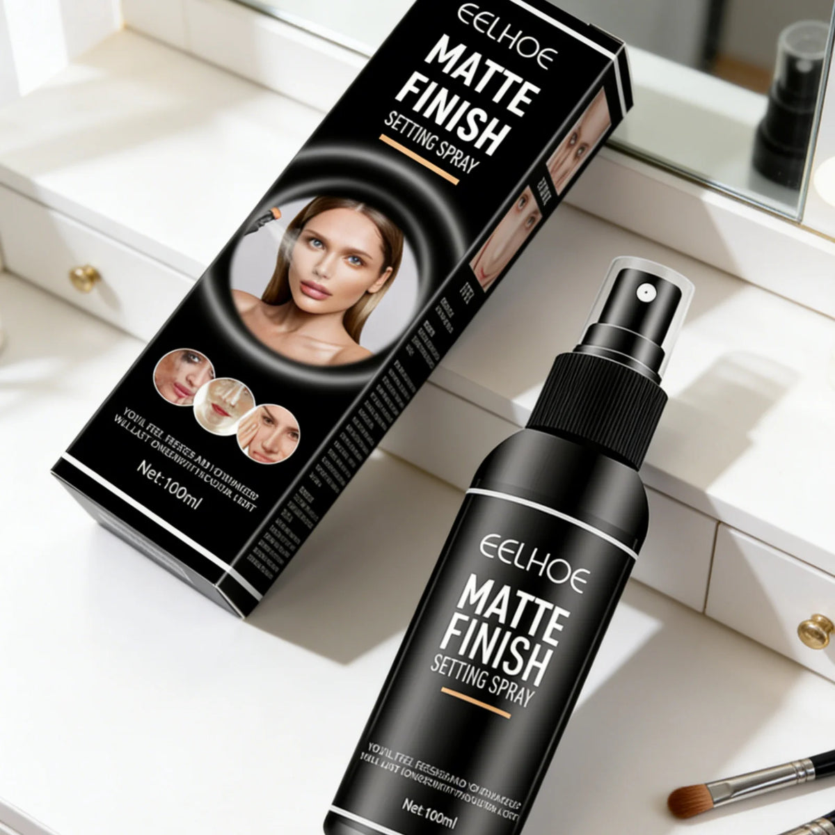 Eelhoe Matte Finish Setting Spray Oil Control Minimize Pores Waterproof Quick Film Forming Lightweight Makeup Fixing Spray 100ml