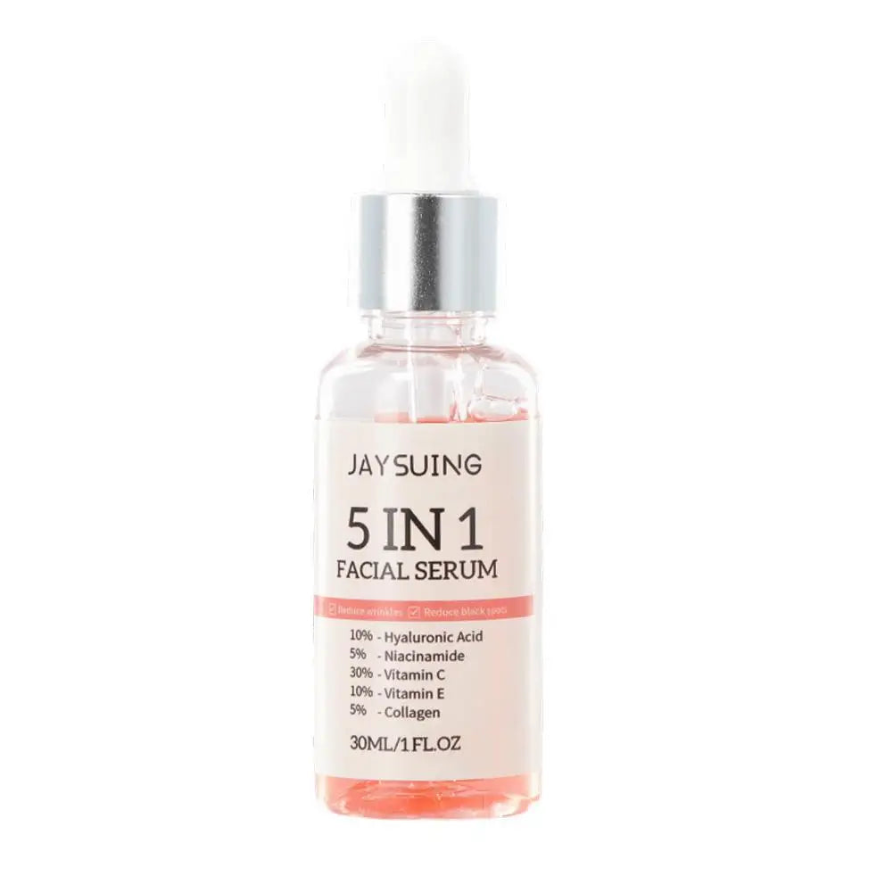 5-in-1 Face Serum 30ml Moisturizing, Whitening, Anti-Wrinkle, Anti-Aging Vitamin C & Hyaluronic Acid Shrink Pores Skin Care