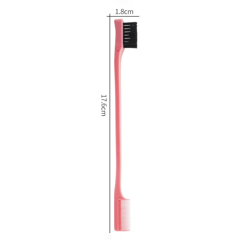 Hair Anti-Static Edge Brush Comb 2-in-1 Double-Sided Edge Control Brush Hair Styling Tool with Comb, Special for Real Hair Wigs