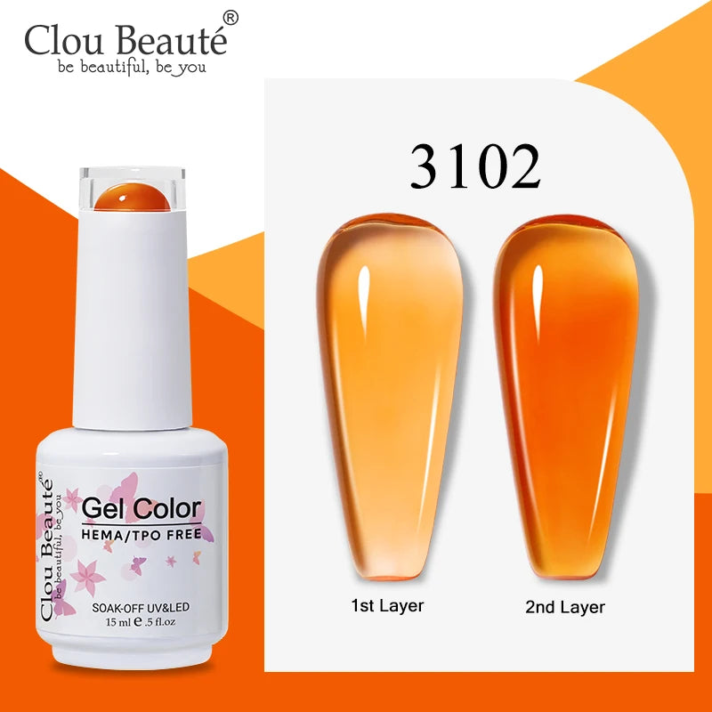 Clou Beaute Semi-transparent Jelly Color UV Gel Manicure Gel Nail Nail Supplies For Professionals Semi-permanent Varnish 15ml