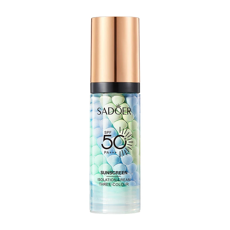 Face Makeup Primer Tri-color Cream Contour Color Isolation Waterproof Makeup Foundation Natural Makeup Base Cream 40g