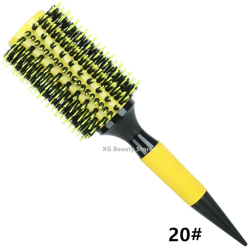Professional 1/6pcs Boar Bristle Wooden Hair Comb Round Hair Brush Curling Combs Woman Hair Curlerl Hairdresser Styling Tool