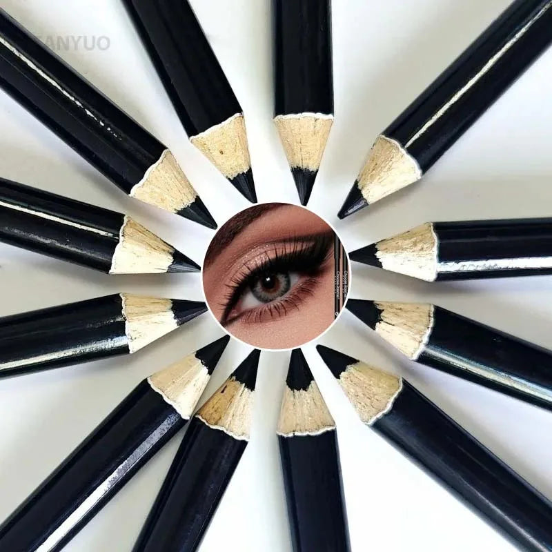 1-20Pcs Waterproof Eyeliner Pencil Long-Lasting High Pigmented Black Wooden Eyeliner Eyebrow Pen Hard Refill Smooth Eyes Makeup
