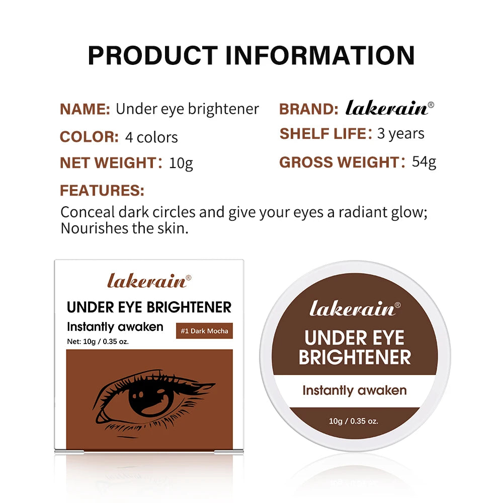 Lakerain Eye Concealer with Brush Durable 3D Shaping Cream for Dark Circles Age Lines Spot Covering Long-lasting Makeup