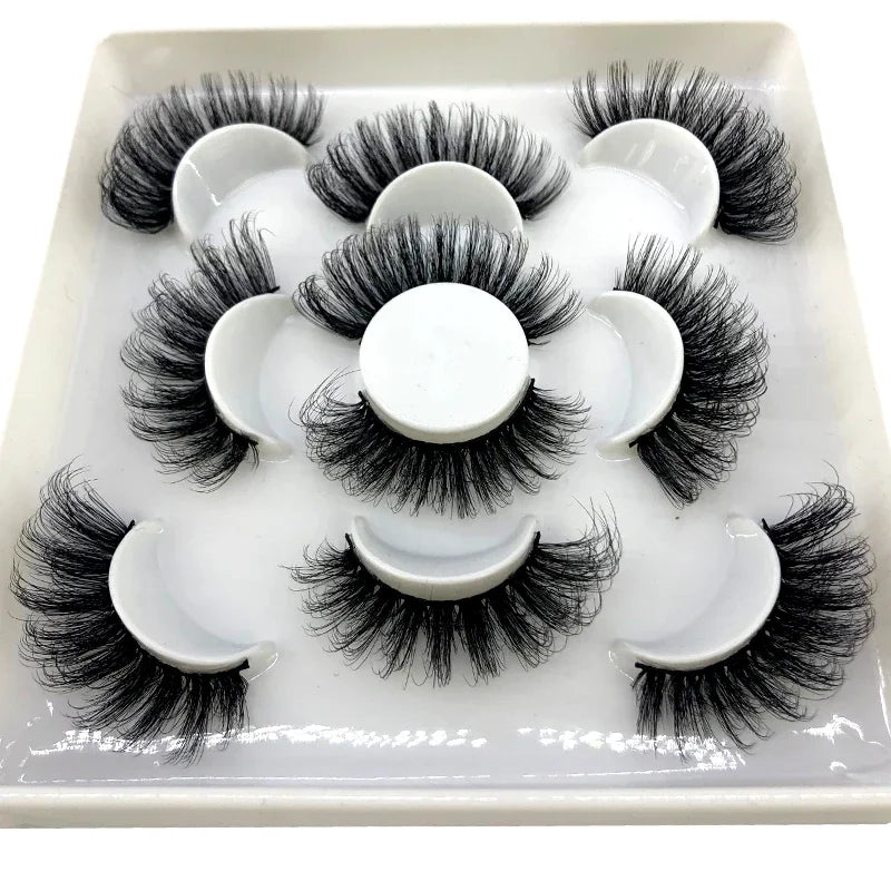 New 5 pairs of handmade mink eyelashes fake eyelashes natural nude makeup simulated cross messy eyes 3D curly eyelashes
