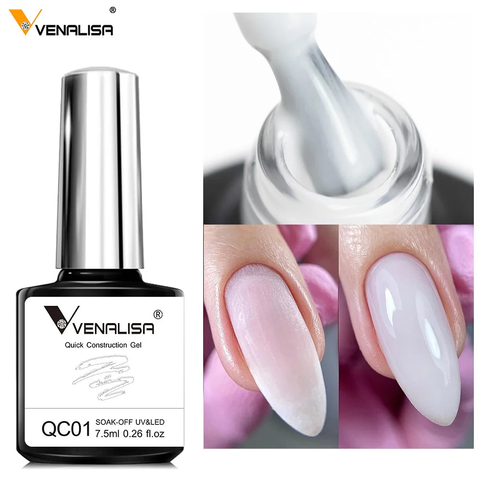 VENALISA Quick Construction Gel Jelly Color Semi Transparent Nail Gel Polish Fast Construction Soak Off UV LED Nude Pink Gel 7.5
