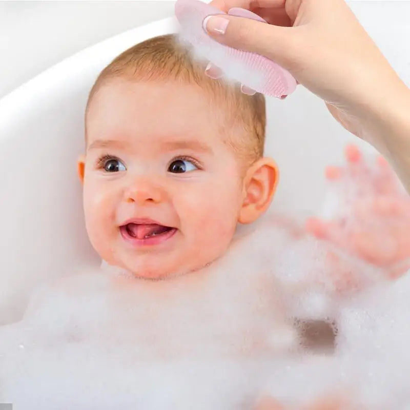 Baby Scalp Scrubber Baby Bath Hair Brush Soft Silicone Cleaning Tool for Cradle Cap Suction Cup Massage Comb for Boys Girls