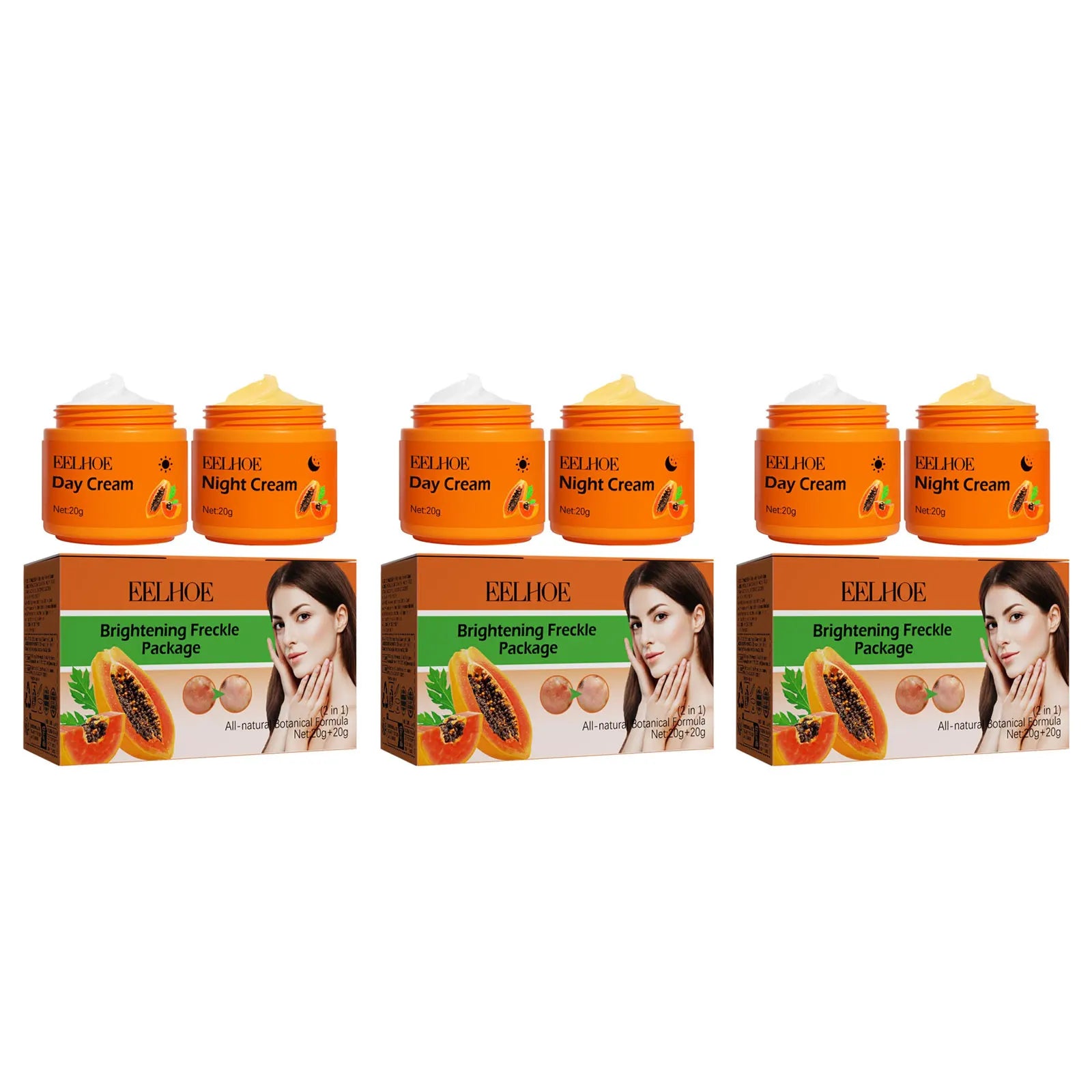 Papaya Day Night Cream for Dark Spots Remover Melanin Anti Pigmentation Cream Brightening Moisturizing Reduce Dullness Face Care